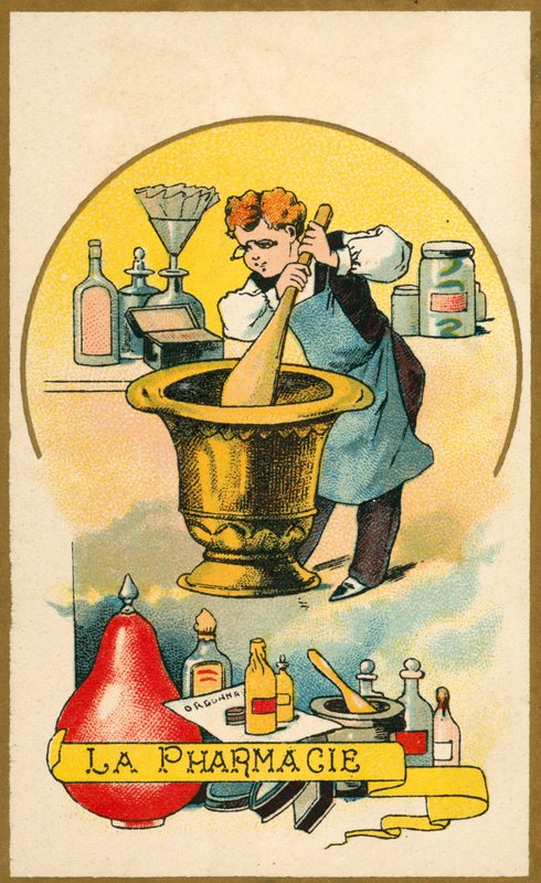 Gyógyszertár (chromolitho) alkotó: French School