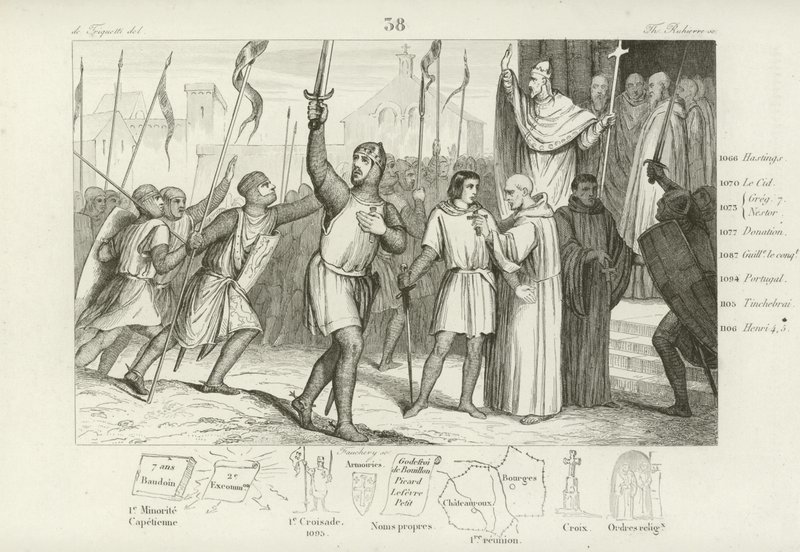 I. Fülöp francia és II. Urbán pápa az első keresztes hadjáratra hívják össze, c1095 alkotó: French School