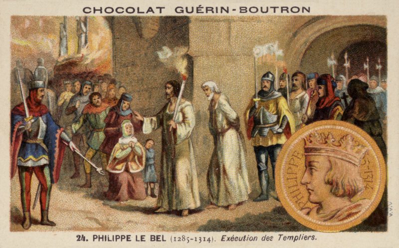 Fülöp a vásár és a templomos lovagok kivégzése, 1314 alkotó: French School