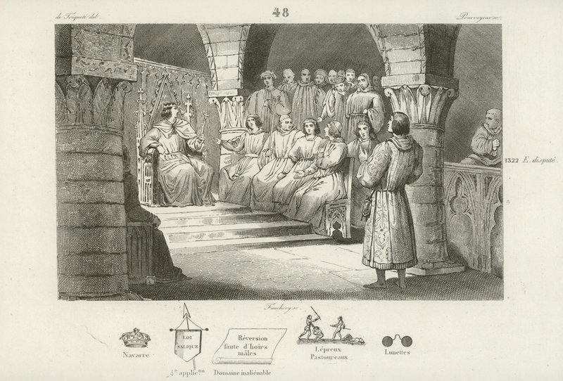 V. Fülöp francia és a generális államok elutasítják II. Navarrai Joan trónkövetelését, c1317 alkotó: French School