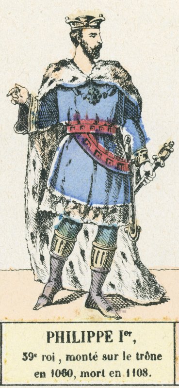 I. Fülöp 39. király 1060-ban lépett trónra, 1108-ban halt meg (színes metszet) alkotó: French School