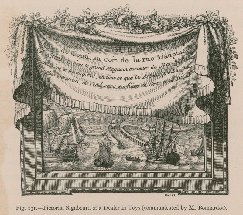Képes jelzőtábla egy játékkereskedőről (közli: M. Bonnardot) alkotó: French School