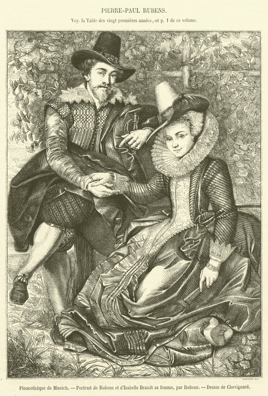 München Pinacothek, Rubens és Isabelle Brandt feleségének portréja (metszet) alkotó: French School