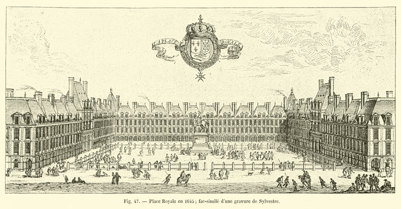 Királyi tér 1645-ben; fakszimile Sylvestre metszetéről alkotó: French School