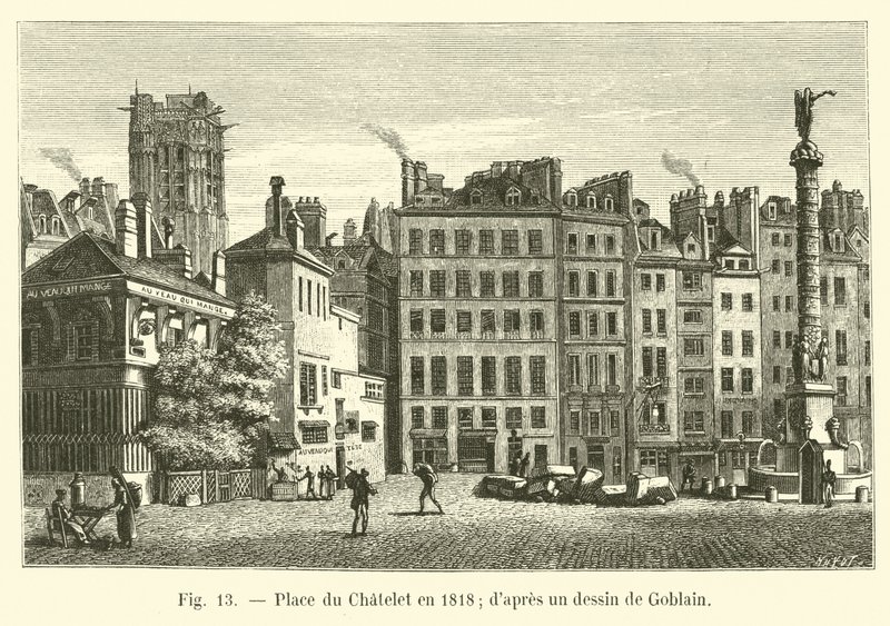 Place du Chatelet 1818-ban; Gobelin rajza után alkotó: French School