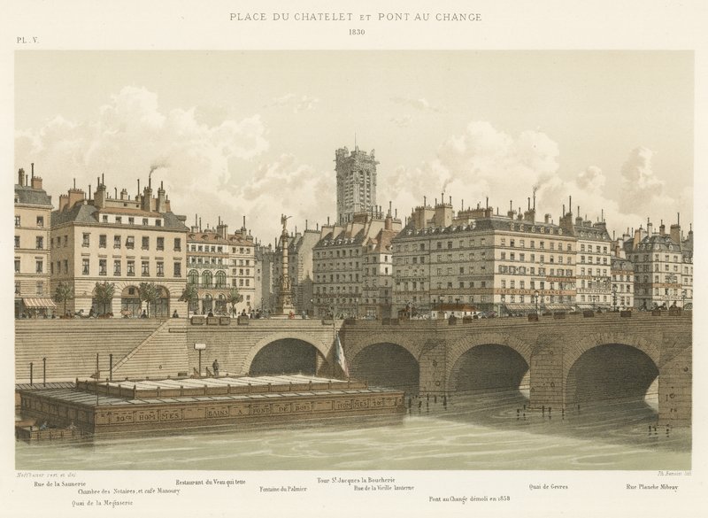 Place du Chatelet és Pont au Change, 1830 alkotó: French School
