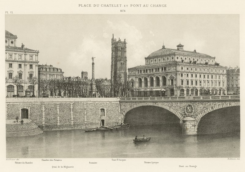 Place du Chatelet és Pont au Change, 1876 alkotó: French School