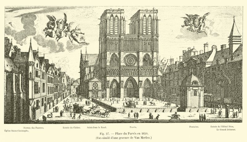 Place du Parvis 1650-ben, Van Merlen metszetének fakszimile alkotó: French School