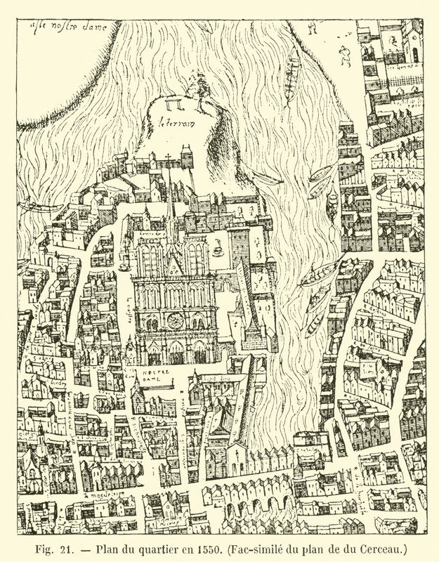 A kerület terve 1550-ben, a du Cerceau tervének fakszimile alkotó: French School