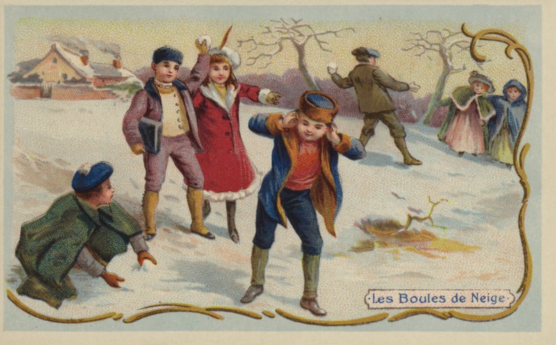 Hógolyózás (chromolitho) alkotó: French School