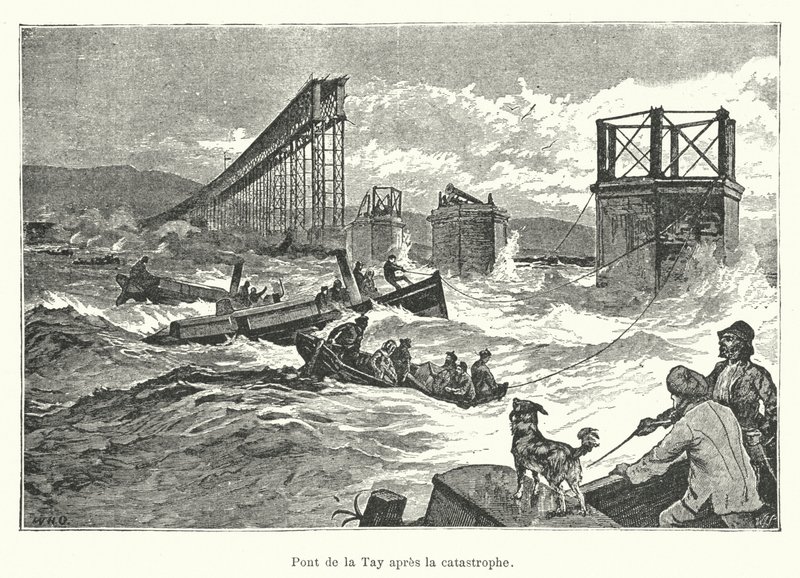 Tay Bridge a katasztrófa után (metszet) alkotó: French School