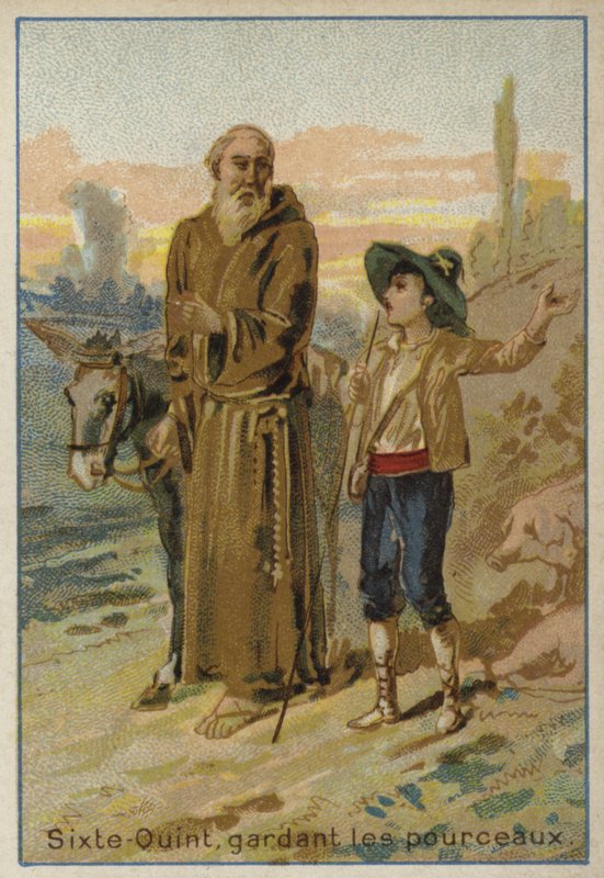 V. Sixtus pápa gyerekkorában egy disznócsordára vigyázott alkotó: French School