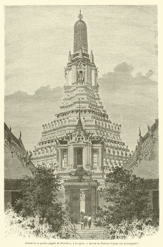 A bangkoki Wat-Chan nagy pagoda portálja (metszet) alkotó: French School
