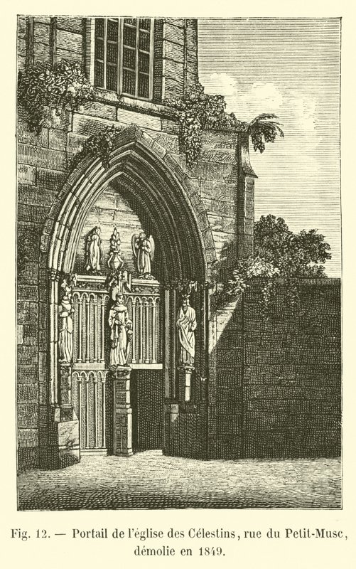 A Celestins templom portálja, rue du Petit-Musc, 1849-ben lebontották alkotó: French School