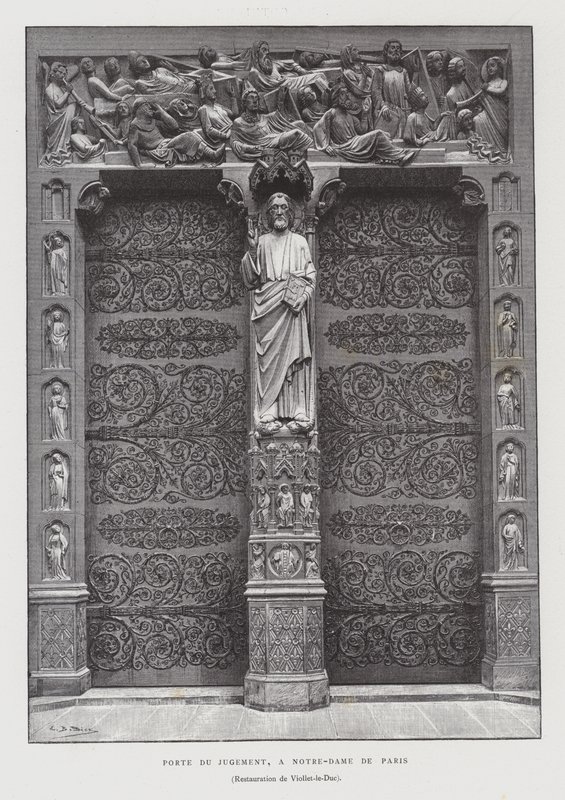 Az utolsó ítélet portálja, Notre Dame de Paris (litho) alkotó: French School