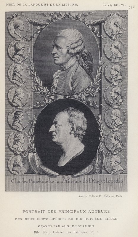 A tizennyolcadik század két enciklopédiája főszerzőinek portréja (litho) alkotó: French School