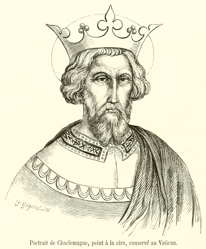 Nagy Károly portréja, viaszra festve, a Vatikánban őrzik (metszet) alkotó: French School