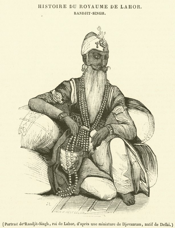Randjit-Singh, Lahor király portréja (metszet) alkotó: French School