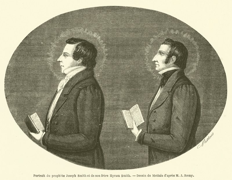 Joseph Smith próféta és testvére, Hyram Smith portréja (metszet) alkotó: French School