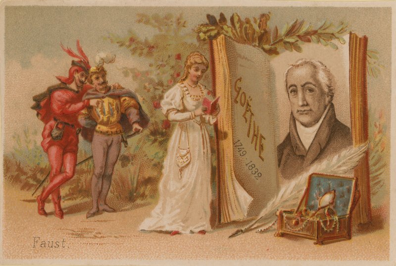 Goethe-portré és jelenet a Faustból alkotó: French School