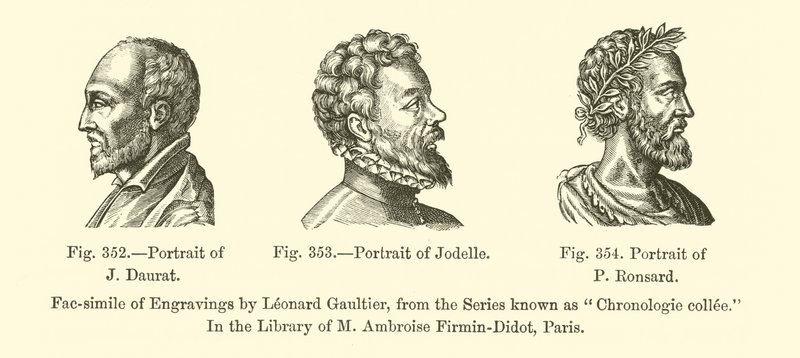 J. Daurat portréja, Jodelle portréja, P. Ronsard portréja (metszet) alkotó: French School