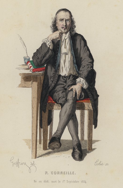 Pierre Corneille francia drámaíró portréja (színes metszet) alkotó: French School