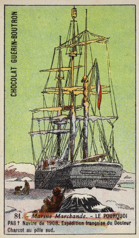 Pourquoi Pas, Jean-Baptiste Charcot 1908–1910-es francia déli sarki expedícióján használt hajó (chromolitho) alkotó: French School