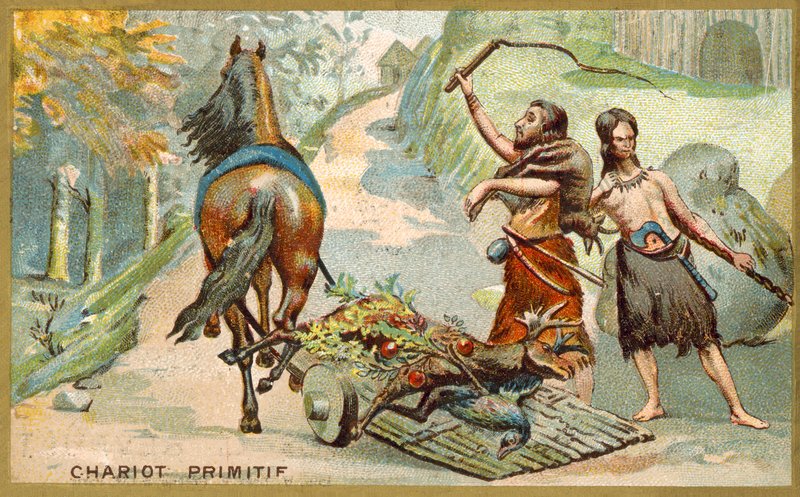 Primitív kocsi (chromolitho) alkotó: French School