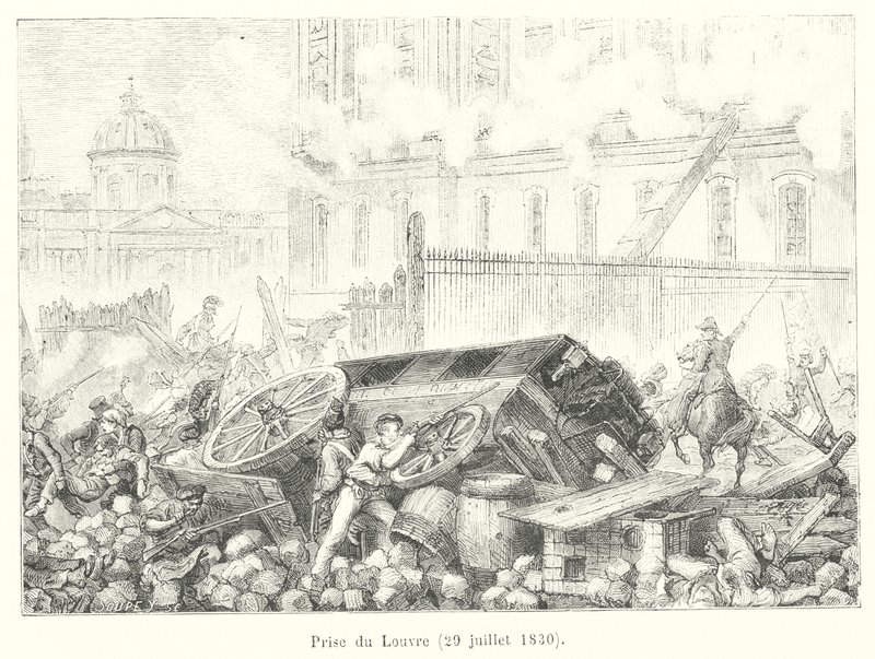 A Louvre elfoglalása, 1830. július 29. (metszet) alkotó: French School