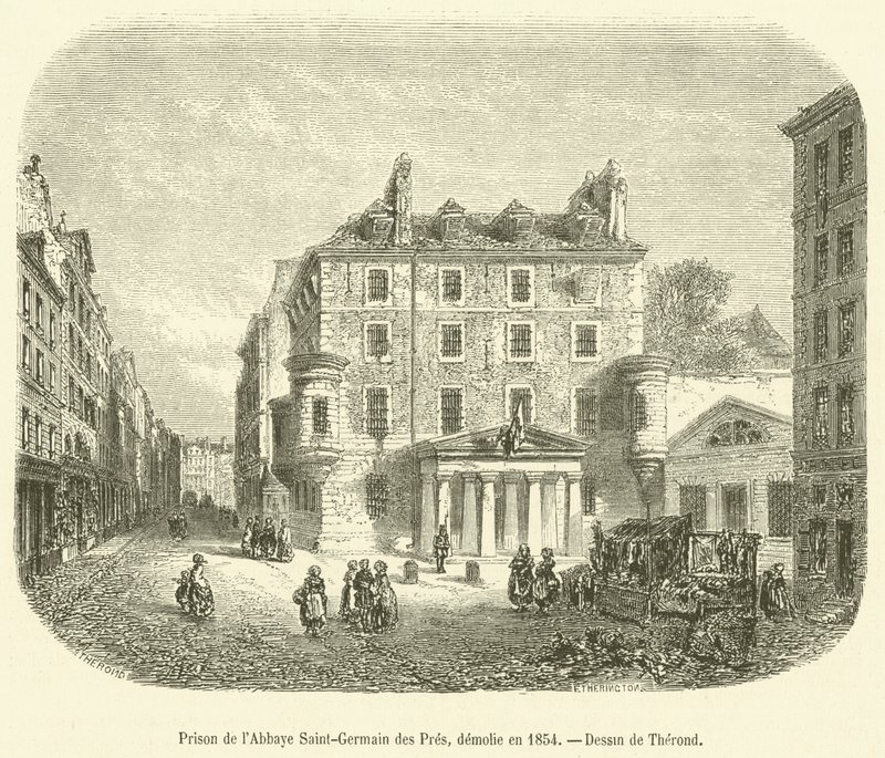 A Saint-Germain des Pres-i apátság börtöne, 1854-ben lerombolva (metszet) alkotó: French School