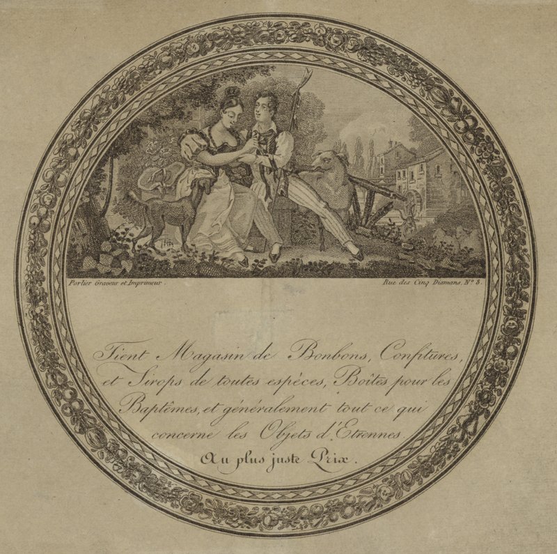 Termékcímke egy francia édességbolthoz alkotó: French School
