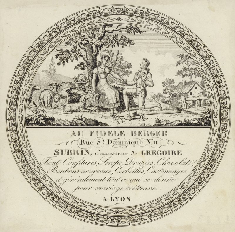 Termékcímke egy francia édességbolthoz alkotó: French School