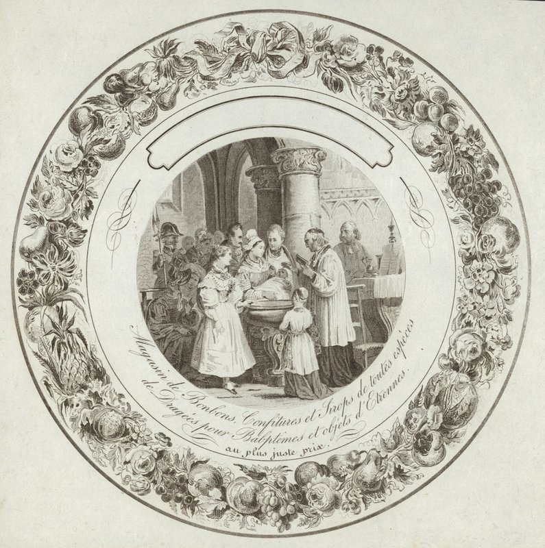 Termékcímke egy francia édességbolthoz alkotó: French School