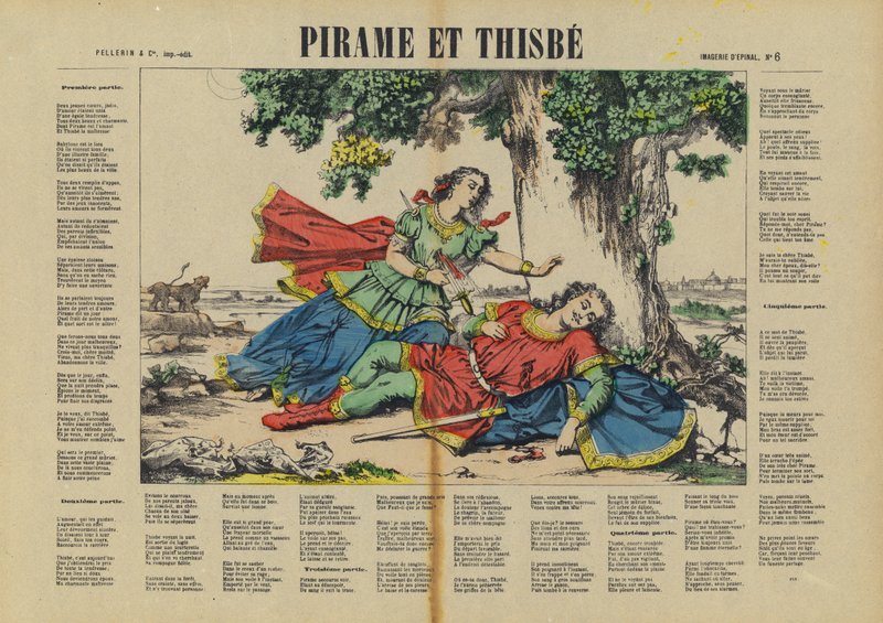 Pyramus és Thisbe (színes litográfia) alkotó: French School