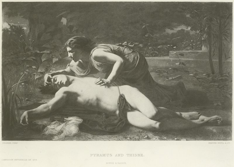 Pyramus és Thisbe (mélynyomás) alkotó: French School