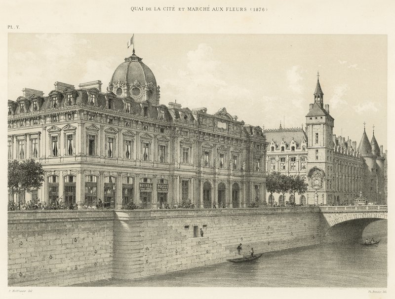 Quai de la Cité és Marche aux Fleurs, 1876 alkotó: French School