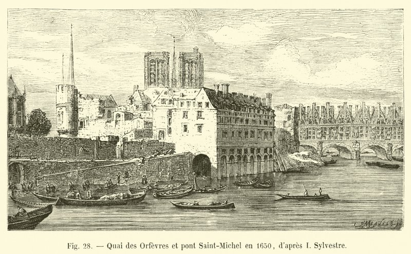 Quai des Orfevres és Pont Saint-Michel 1650-ben, I. Sylvestre után alkotó: French School