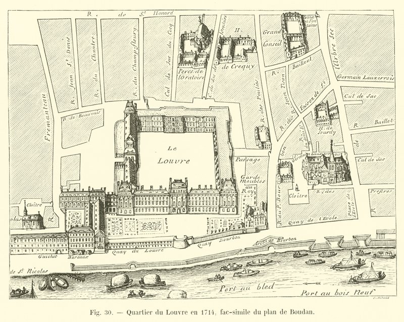 Louvre negyed 1714-ben, Boudan tervének fakszimile alkotó: French School