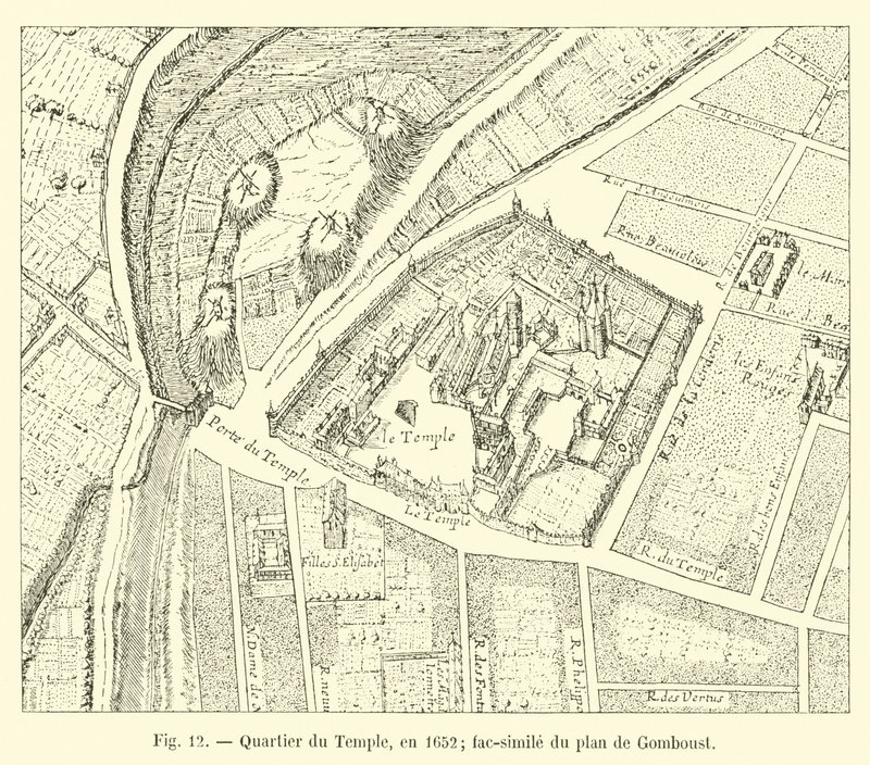 Templomnegyed, 1652-ben; Gomboust térképének fakszimile alkotó: French School