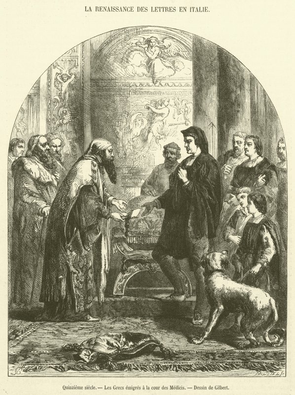 XV. század, a görögök a Mediciek udvarába emigráltak (metszet) alkotó: French School