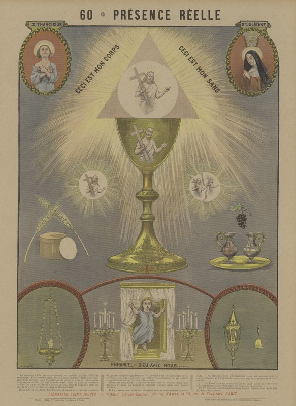 Krisztus valódi jelenléte az Eucharisztiában (színes litho) alkotó: French School