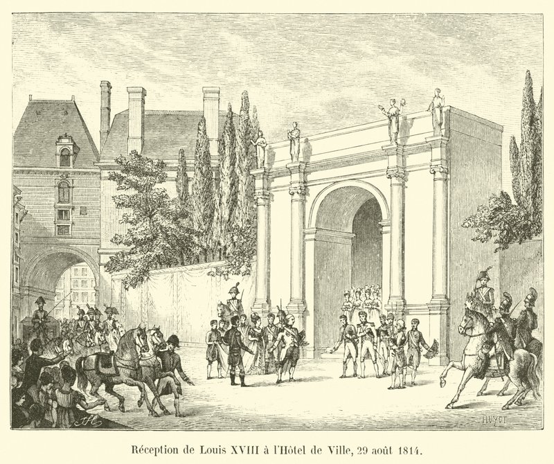 XVIII. Lajos fogadása a Hotel de Ville-ben, 1814. augusztus 29 alkotó: French School