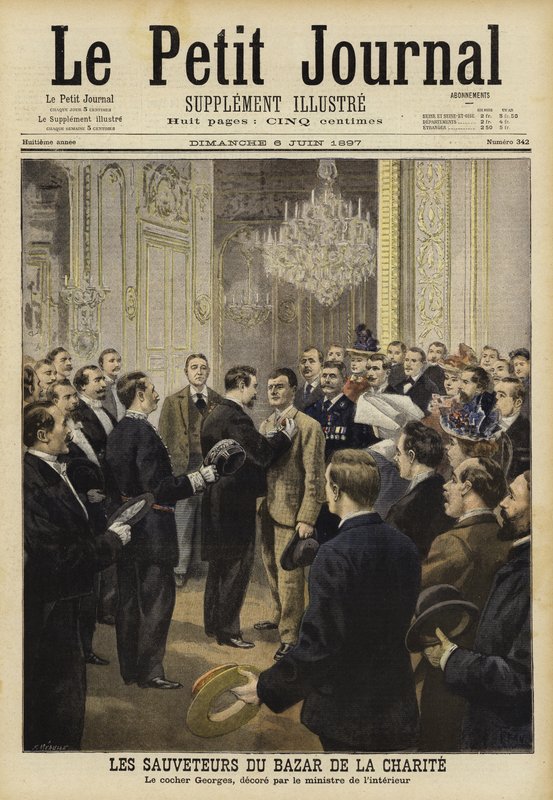 Megmentők a párizsi Bazar de la Charite tűzvészből, 1897 alkotó: French School