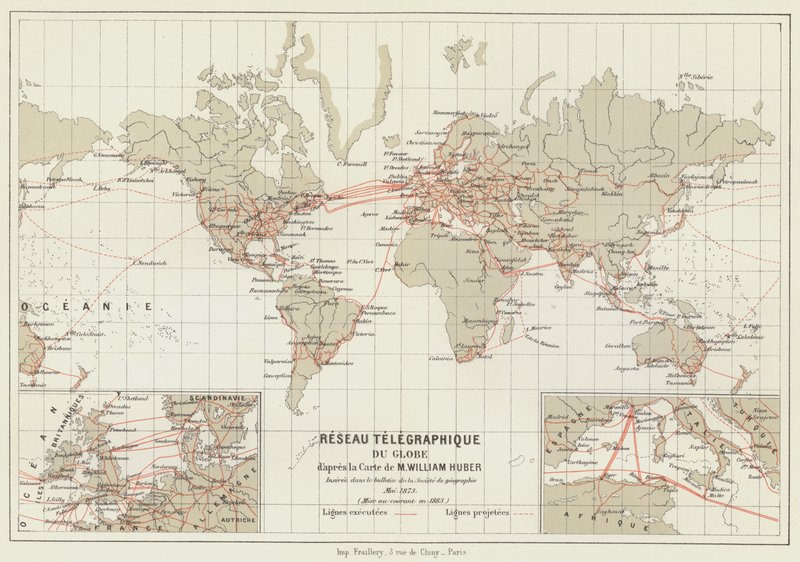 Globe Telegraph Network (színes litho) alkotó: French School