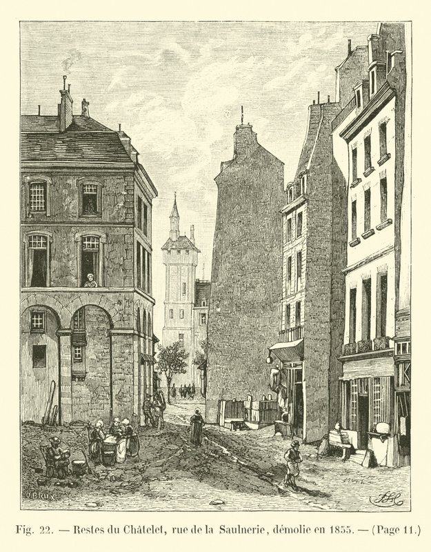 Chatelet, rue de la Saulnerie maradványai, 1855-ben lerombolták alkotó: French School