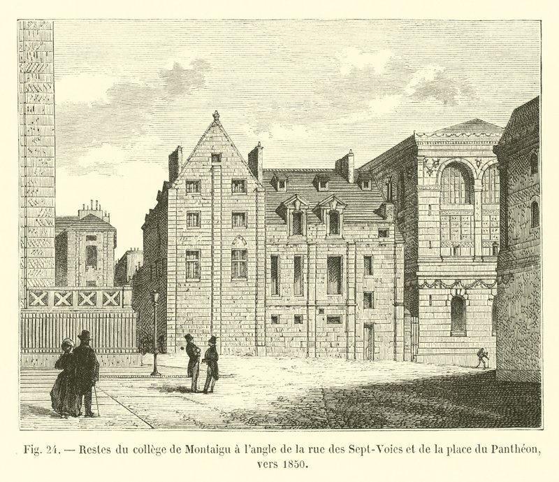A Montaigu főiskola maradványai a rue des Sept-Voies és a Place du Pantheon sarkán, 1850 körül alkotó: French School