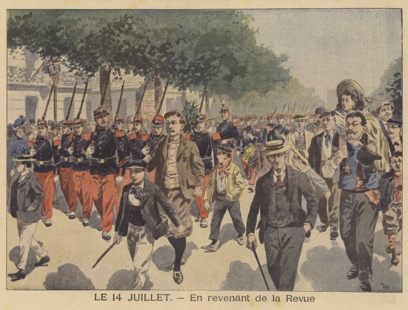 Hazatérve a Bastille-napi felvonulásról (színes litó) alkotó: French School