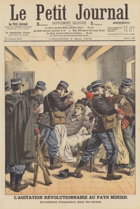 Forradalmi agitáció a franciaországi Nord-Pas-de-Calais szénmezőin (színes litó) alkotó: French School