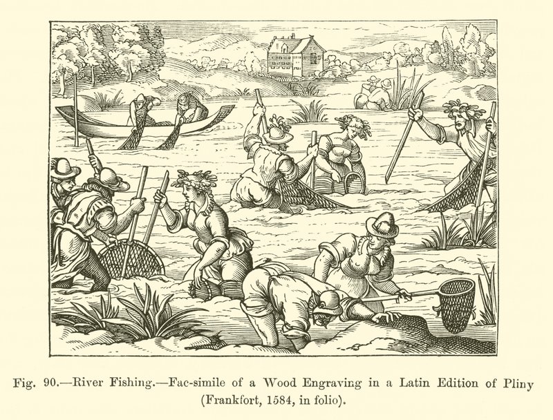 River Fishing (metszet) alkotó: French School