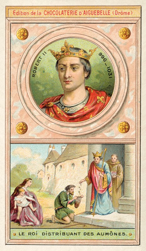 II. francia Róbert alamizsnát oszt (chromolitho) alkotó: French School